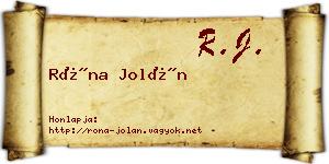 Róna Jolán névjegykártya
